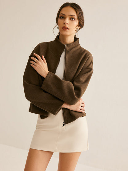 Minimalist Stand-Collar Jacket | Cropped Silhouette | Refined Casual