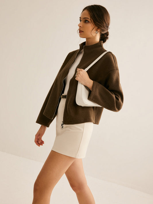 Minimalist Stand-Collar Jacket | Cropped Silhouette | Refined Casual