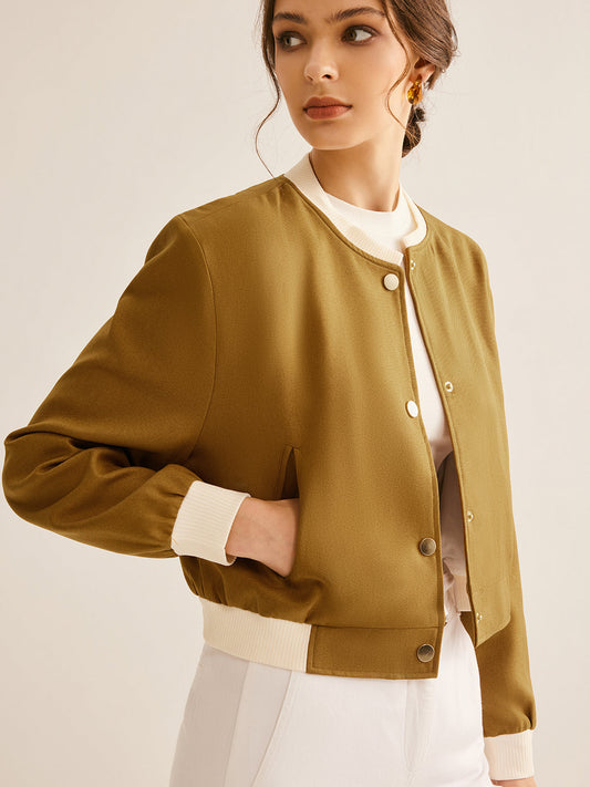 Contrast-Trim Cropped Jacket | Minimalist Design | Everyday Elegance