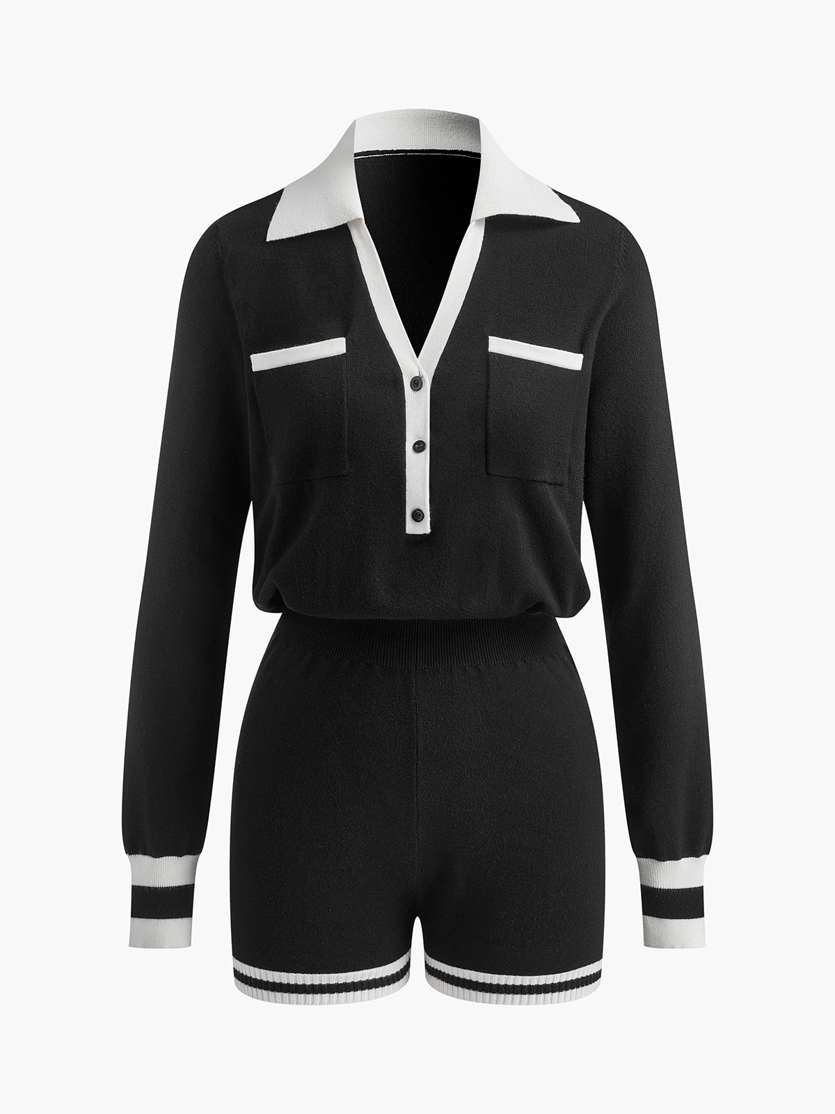 Contrast-Trim Knit Polo Top & Shorts Set