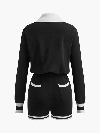 Contrast-Trim Knit Polo Top & Shorts Set