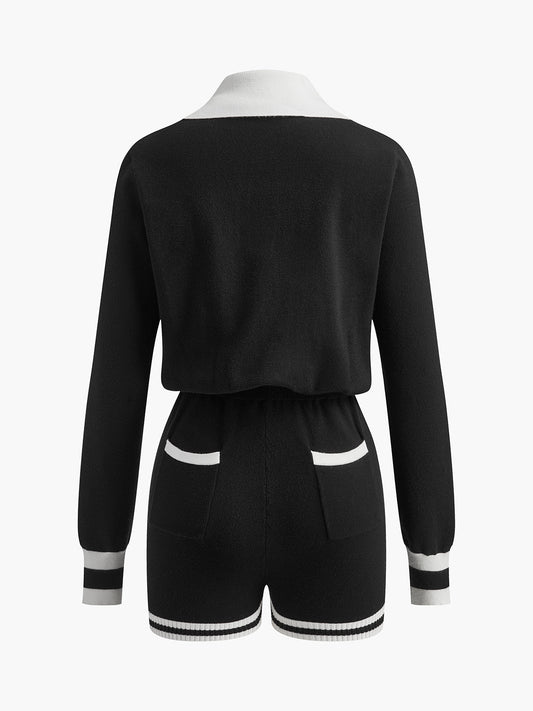 Contrast-Trim Knit Polo Top & Shorts Set