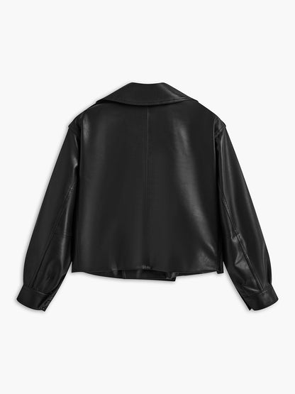 Atelier Cropped Leather Jacket | Oversized Lapel | Structured Silhouette