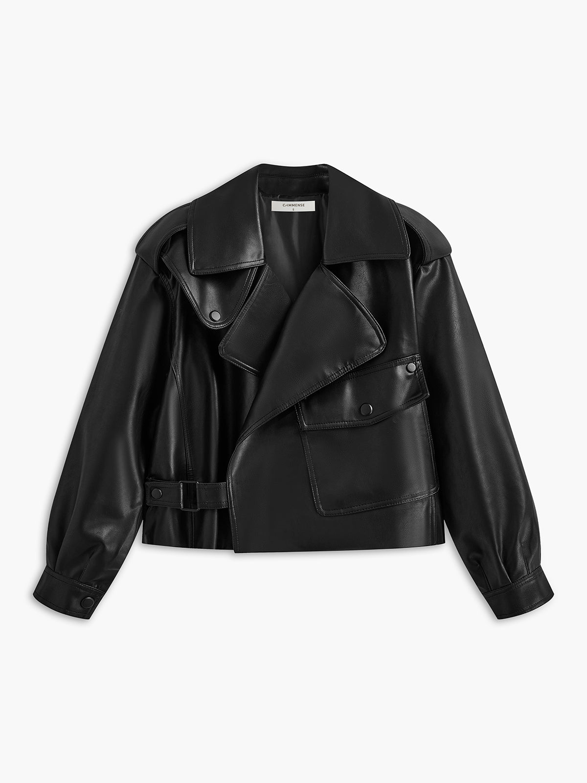 Atelier Cropped Leather Jacket | Oversized Lapel | Structured Silhouette