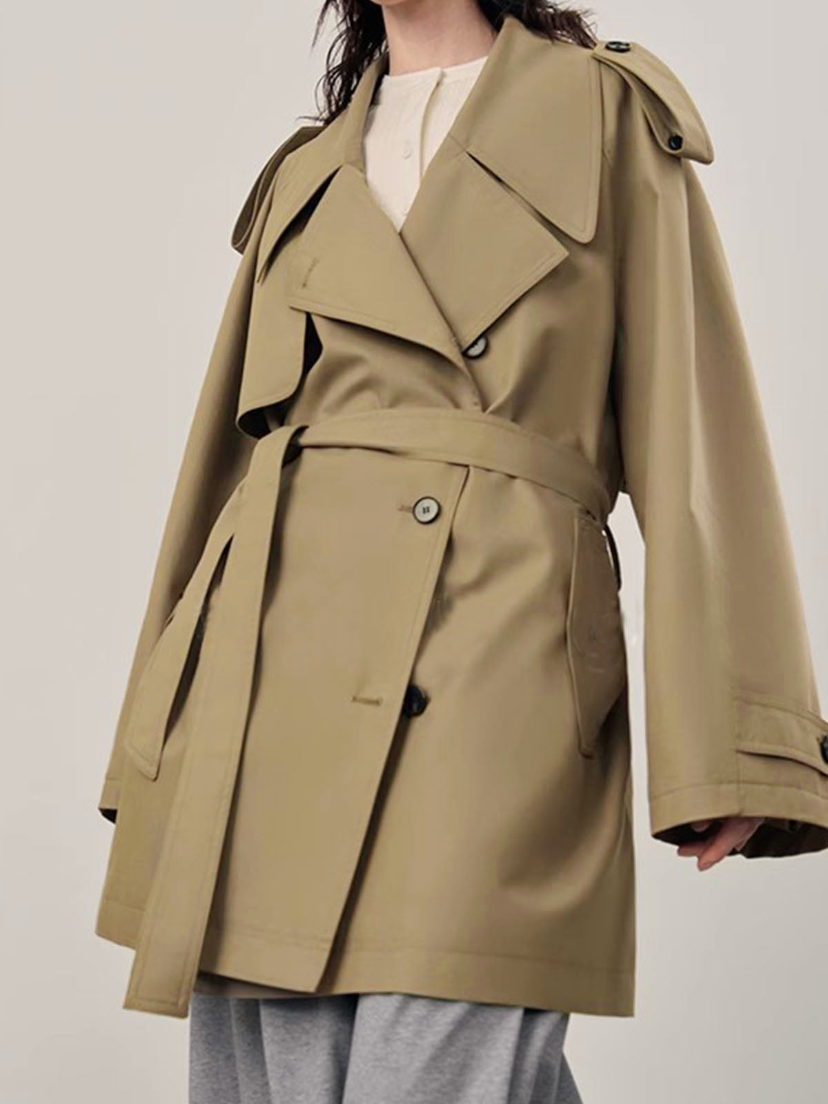 Oversized Double Breasted Trench Coat | Relaxed Fit | Belted