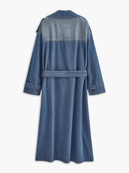 Maison Denim Trench Coat | Double-Breasted | Belted Long Fit