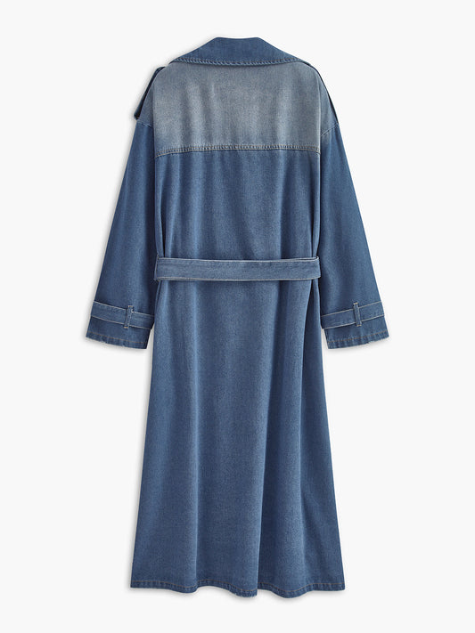 Maison Denim Trench Coat | Double-Breasted | Belted Long Fit