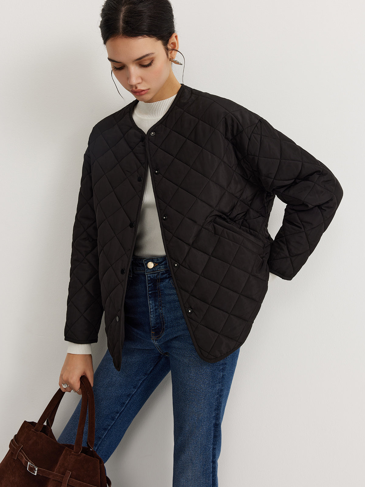 Quilted Padded Jacket with Scarf | Effortless Winter Warmth