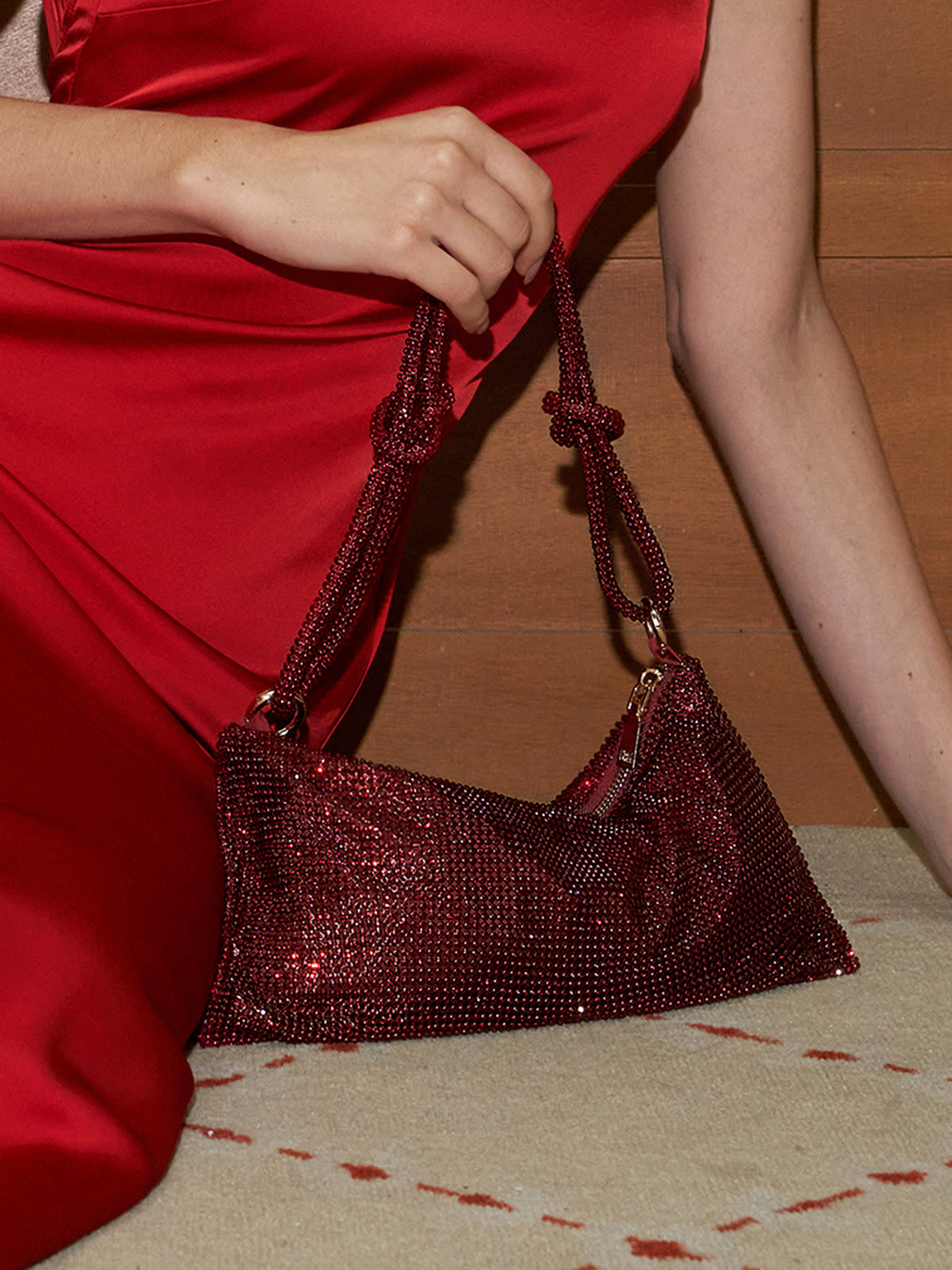 Crimson Crystal Knot Bag