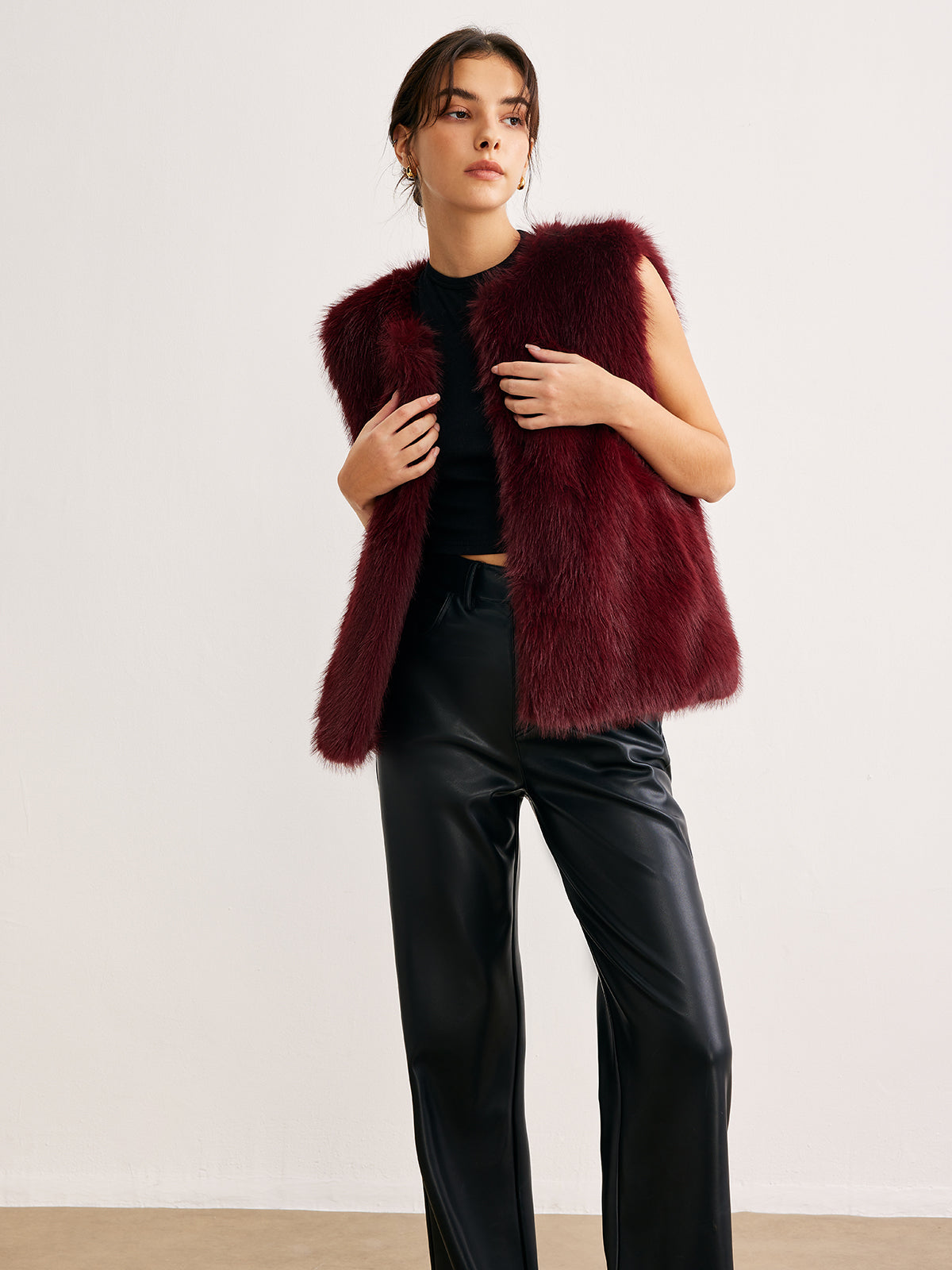 Faux Fur Vest | Burgundy | Soft Touch Finish