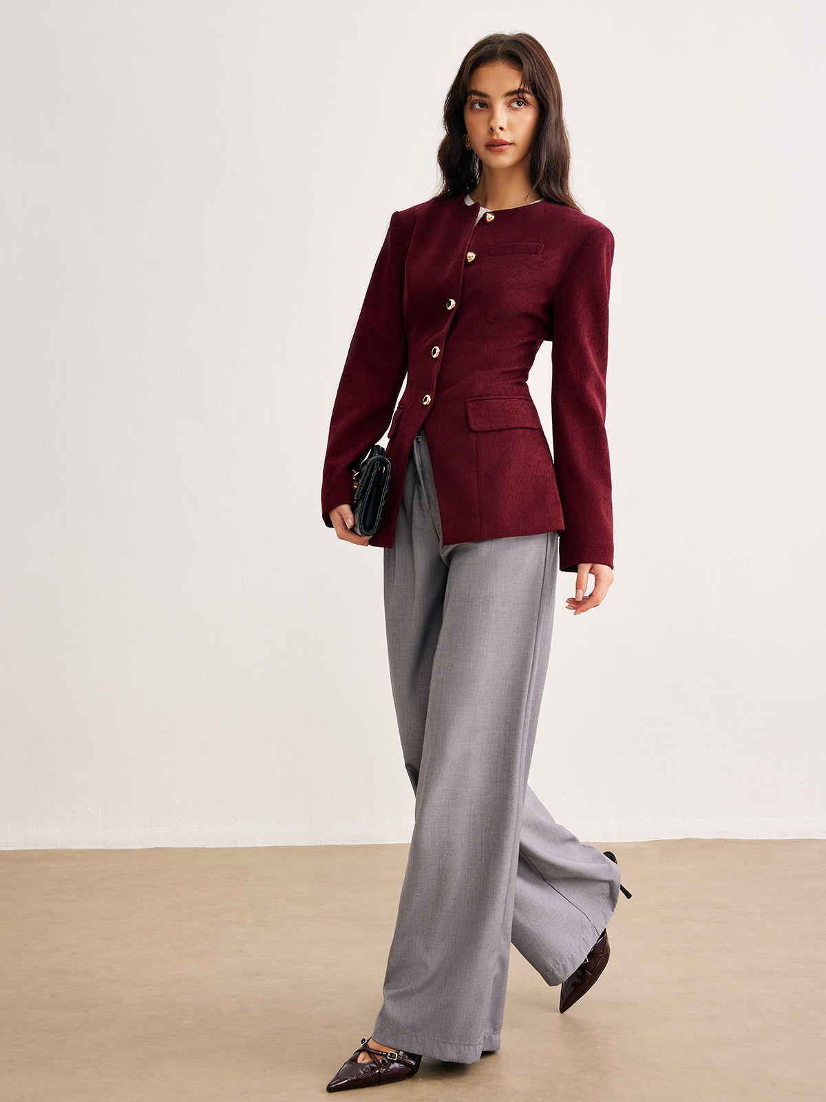 Fitted Blazer with Gold Buttons | Structured Silhouette