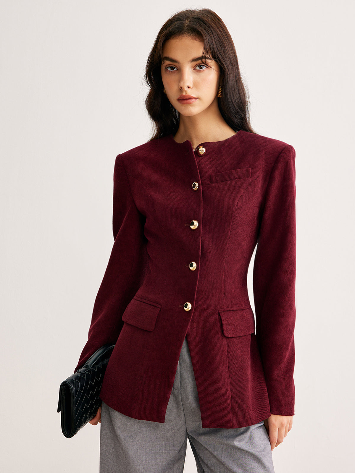 Fitted Blazer with Gold Buttons | Structured Silhouette