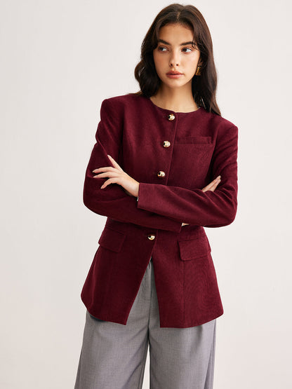 Fitted Blazer with Gold Buttons | Structured Silhouette