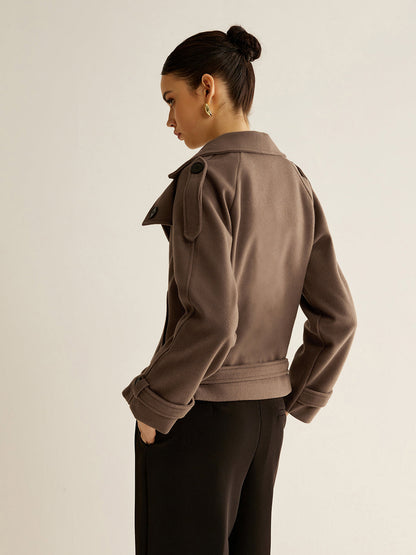 Double-Breasted Short Coat | Structured Silhouette | Refined Winter Style