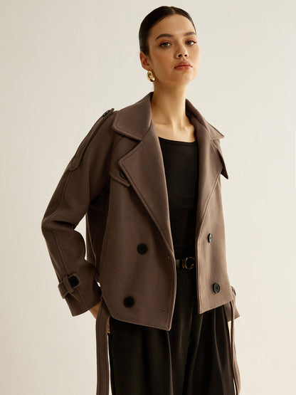Double-Breasted Short Coat | Structured Silhouette | Refined Winter Style