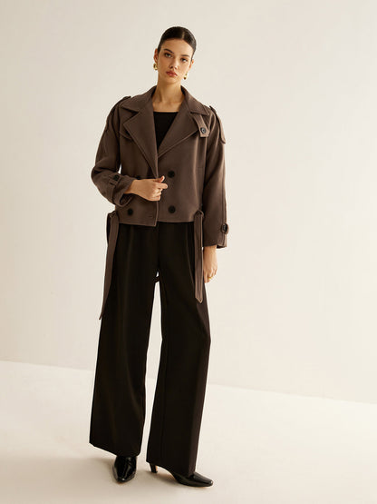 Double-Breasted Short Coat | Structured Silhouette | Refined Winter Style