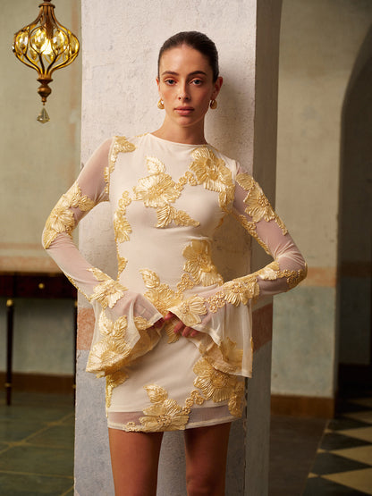 Floral Embroidered Mini Dress