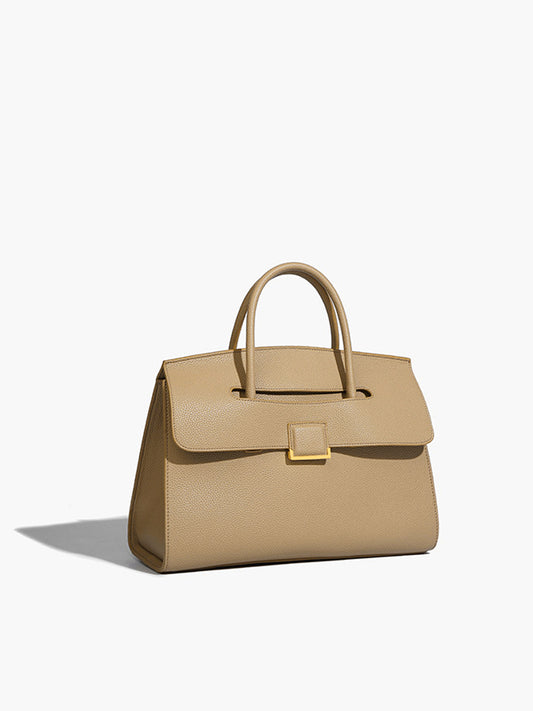 Structured Tan Leather Tote Bag