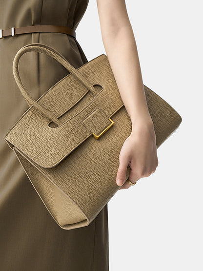 Structured Tan Leather Tote Bag