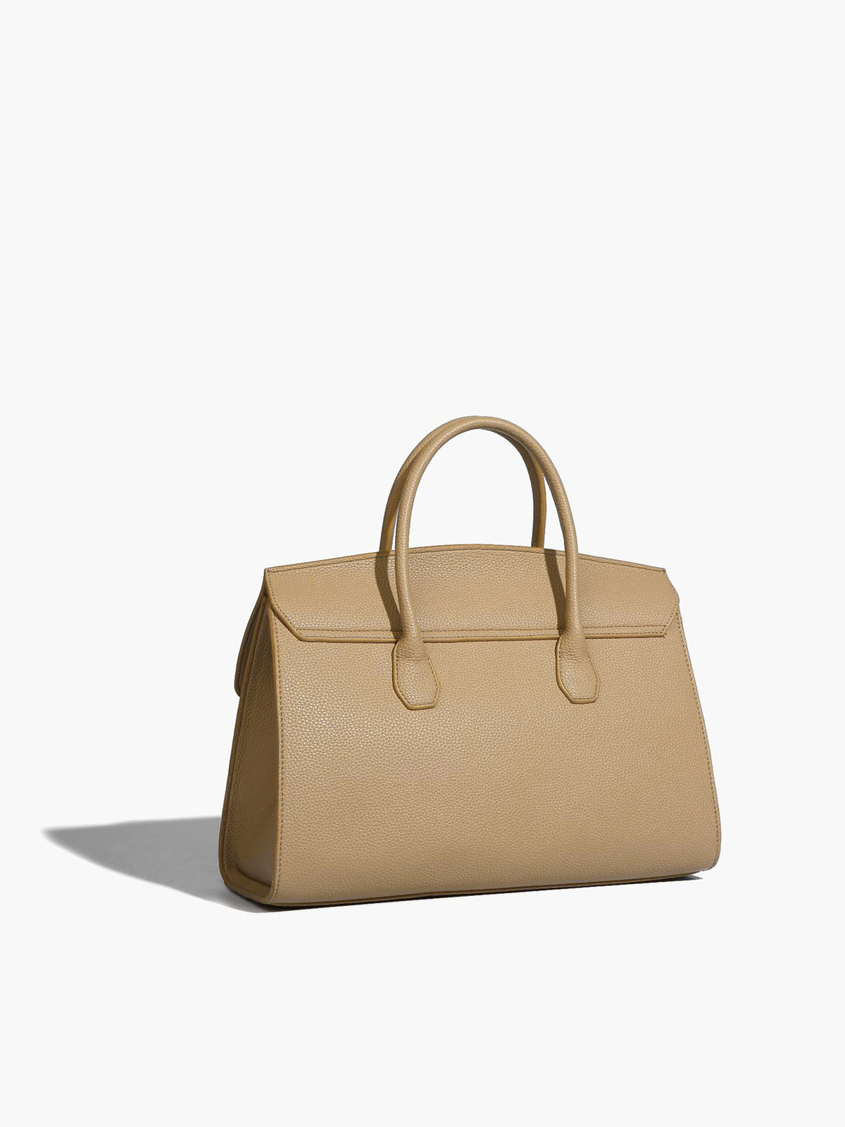 Structured Tan Leather Tote Bag