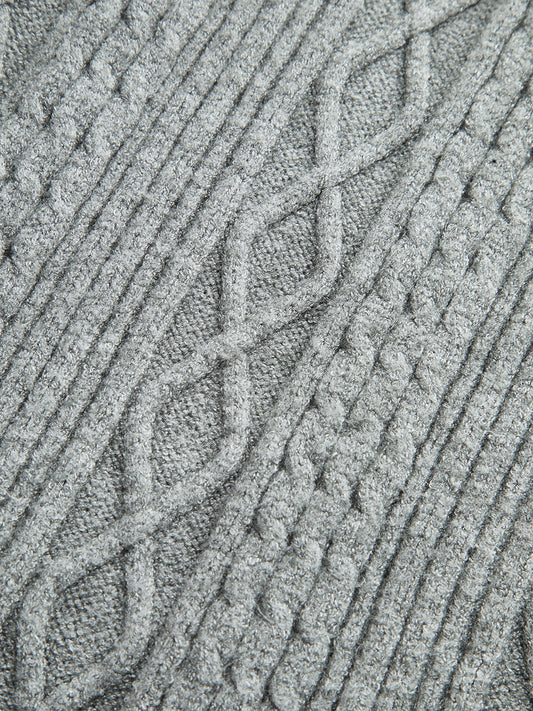 Cable Knit Mid-Waist Drawstring Pants