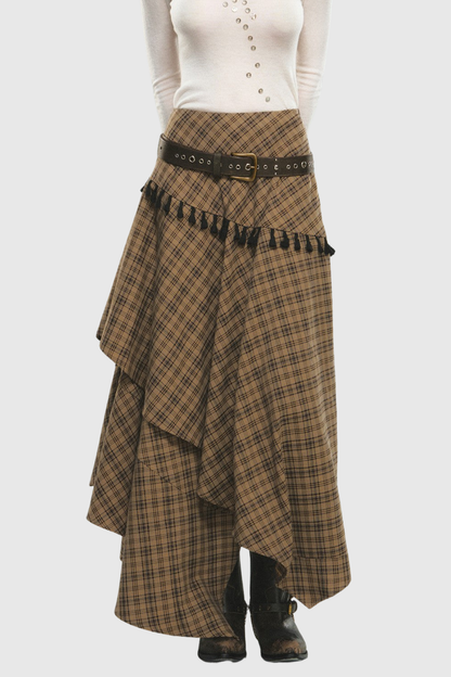 Berger Layered Plaid Maxi Skirt
