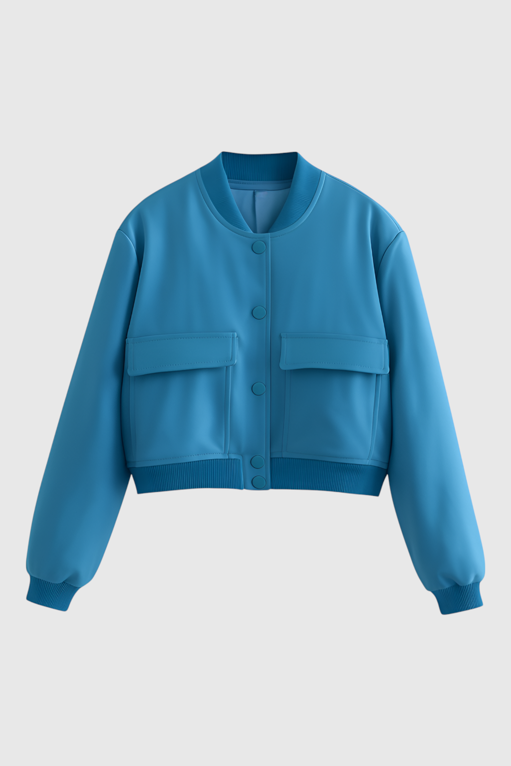 Maison Bomber Jacket | Ribbed O-Neck Button Front Relaxed Silhouette