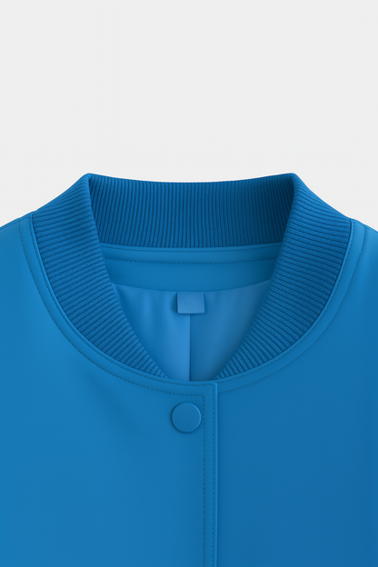 Maison Bomber Jacket | Ribbed O-Neck Button Front Relaxed Silhouette