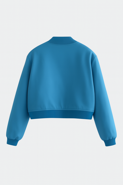 Maison Bomber Jacket | Ribbed O-Neck Button Front Relaxed Silhouette