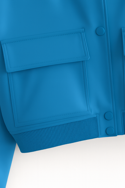 Maison Bomber Jacket | Ribbed O-Neck Button Front Relaxed Silhouette