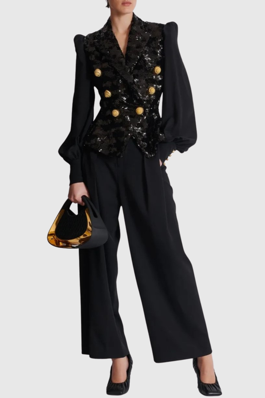 Boibe Sequin Double Breasted Blazer