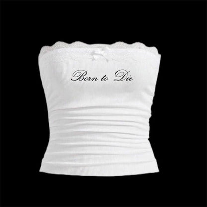 "Born to Die" Lace Tube Top