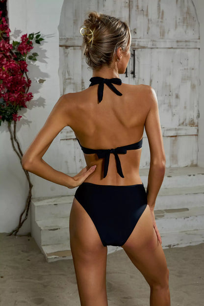 Burke Black Halter Mesh One Piece Swimwear