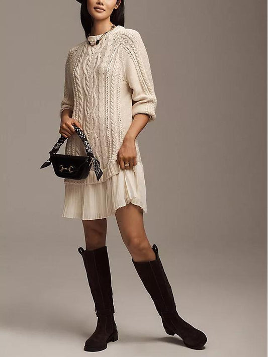 Twist Shape Knit Sweater Mini Dress