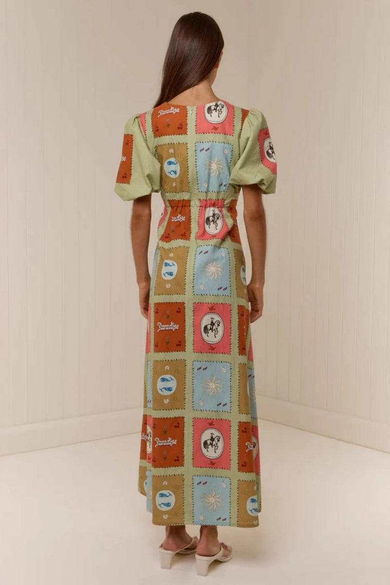 Linen Crewneck Waist Dress