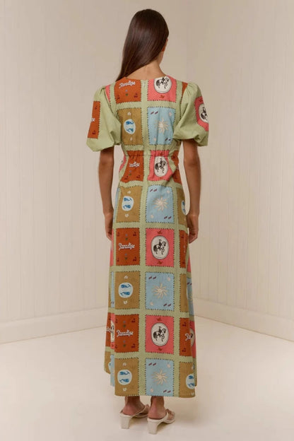 Linen Crewneck Waist Dress