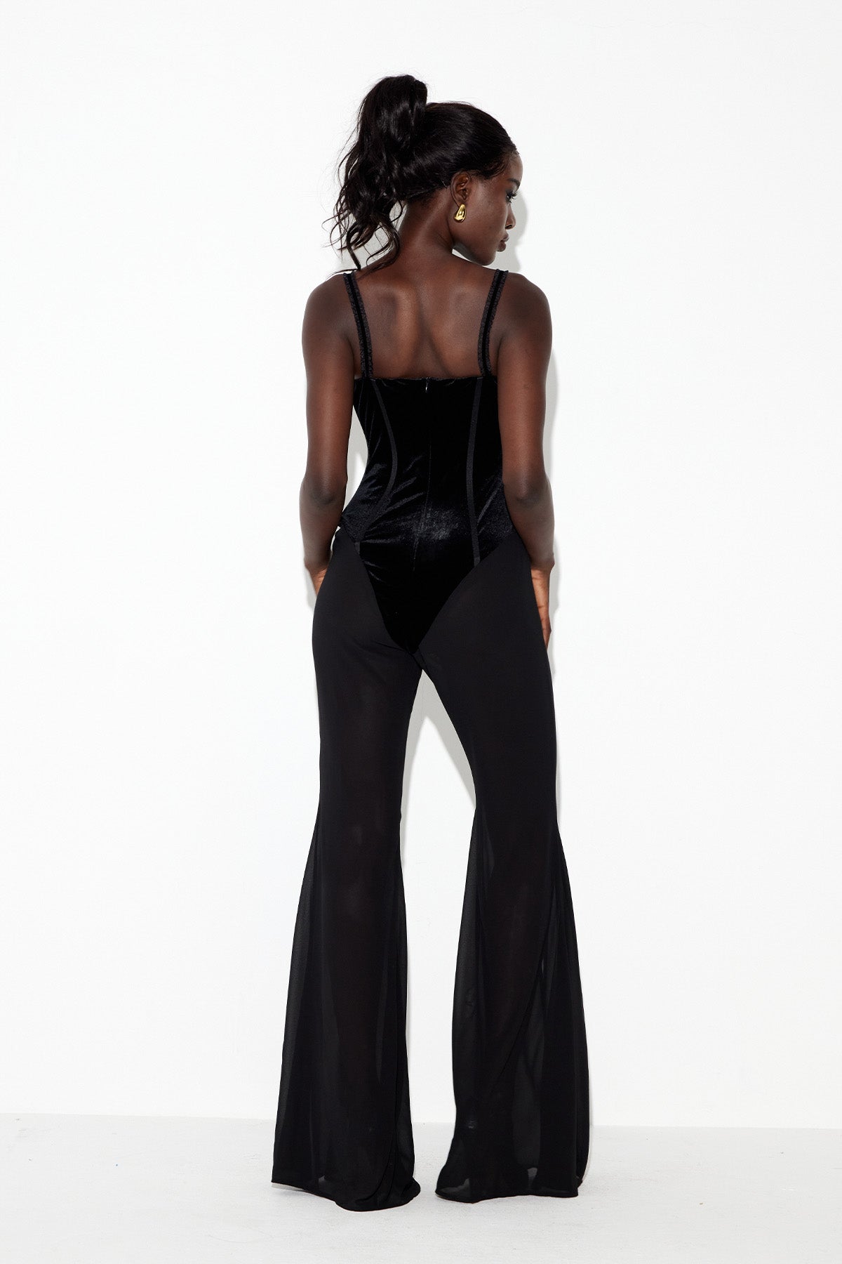 Camron Cutout Split Mesh Jumpsuit