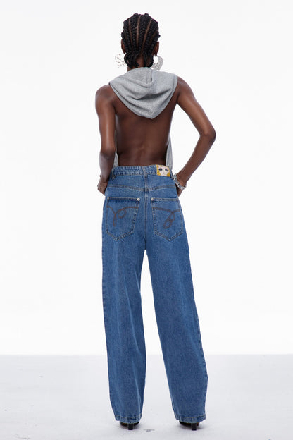 Carlene Backless Sleeveless Denim Jumpsuit