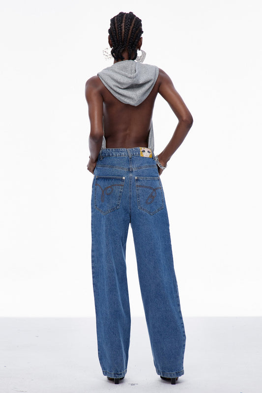 Carlene Backless Sleeveless Denim Jumpsuit