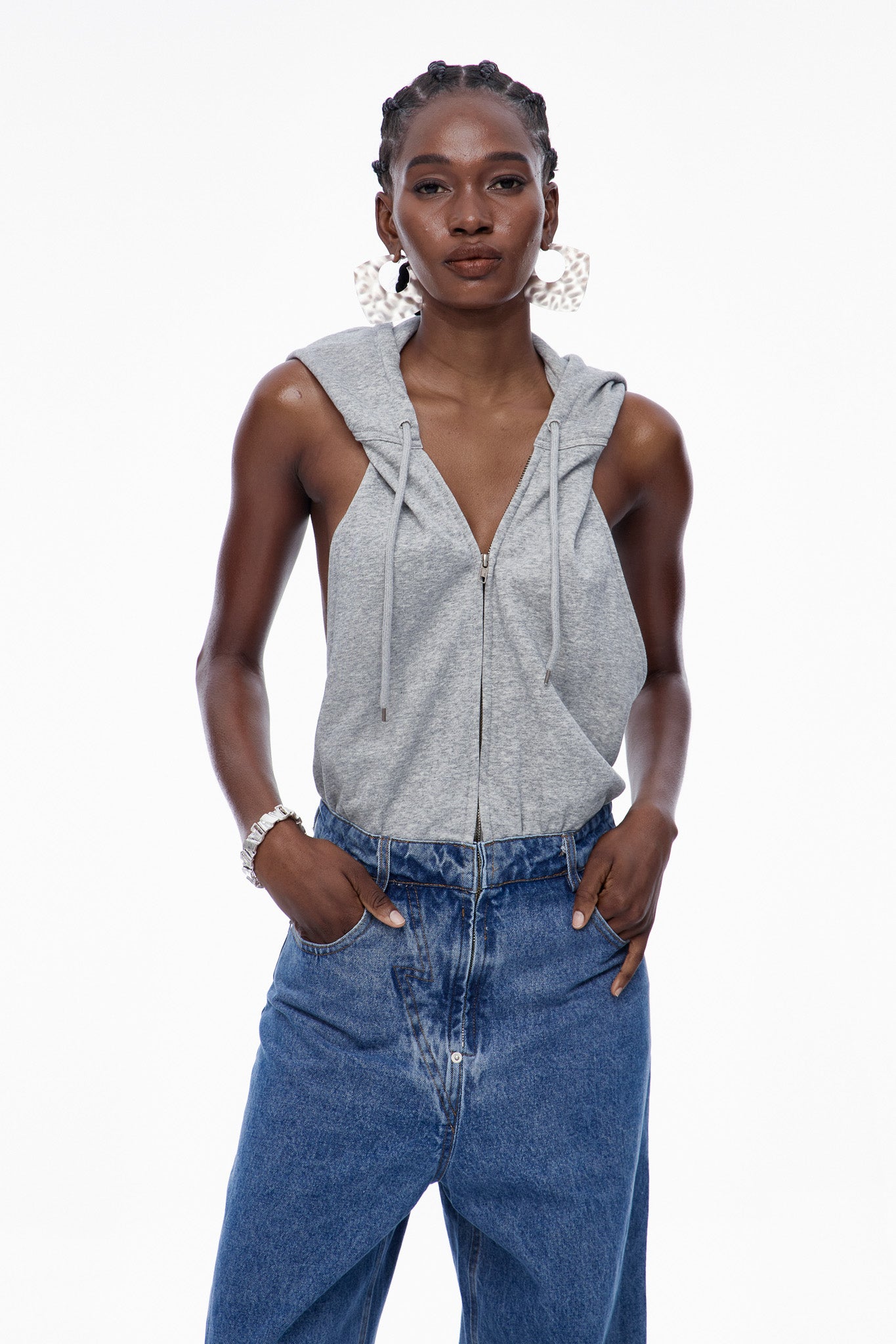 Carlene Backless Sleeveless Denim Jumpsuit