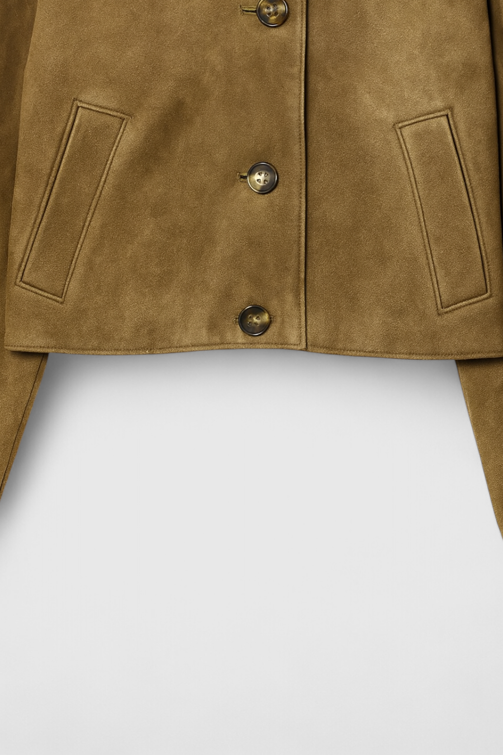 Cropped Suede-Effect Jacket | Button Front Turn-Down Collar Autumn Winter