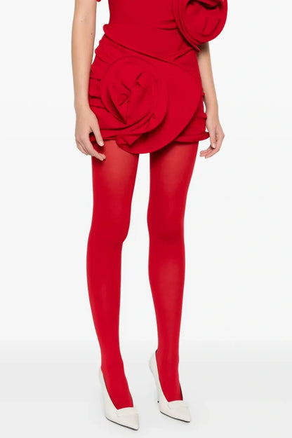 Ceyla Floral Appliqué Skirt - Red