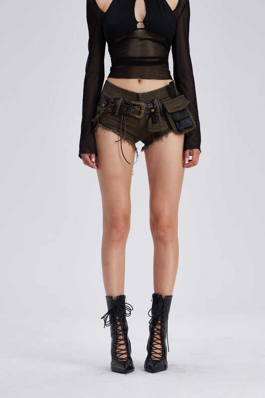 Charna Fringe Buckle Shorts