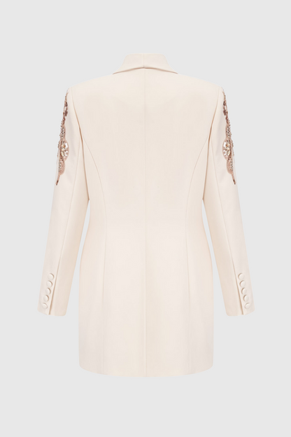 Charnita Sequin Embellished Blazer Dress - Beige