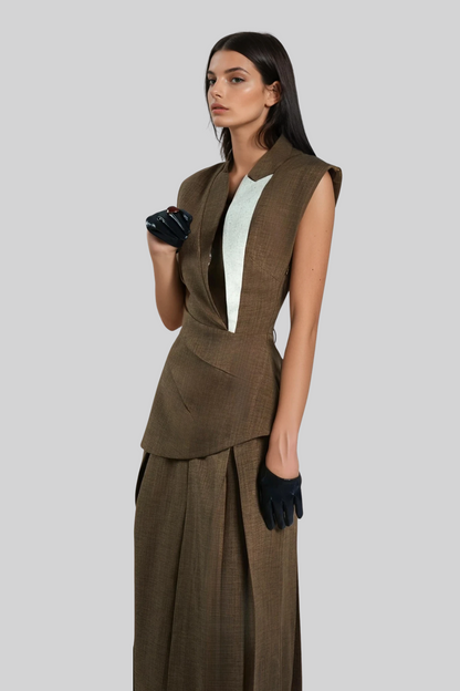 Chinenye Asymmetric Ruch Sleeveless Vest