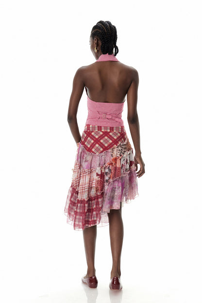 Clemency Asymmetric Patchwork Maxi Skirt