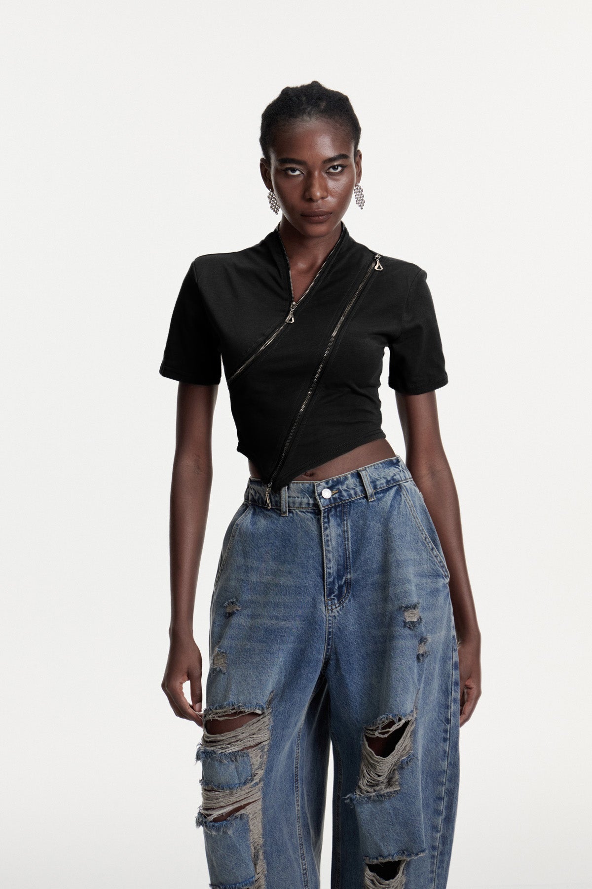 Colt Deconstruct Zipper T Shirt In Black