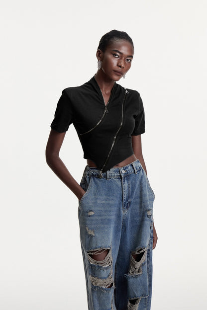 Colt Deconstruct Zipper T Shirt In Black