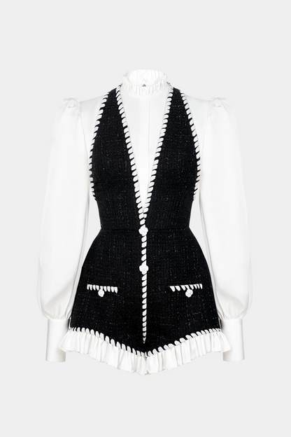 Colver Halter Tweed Shirt Romper