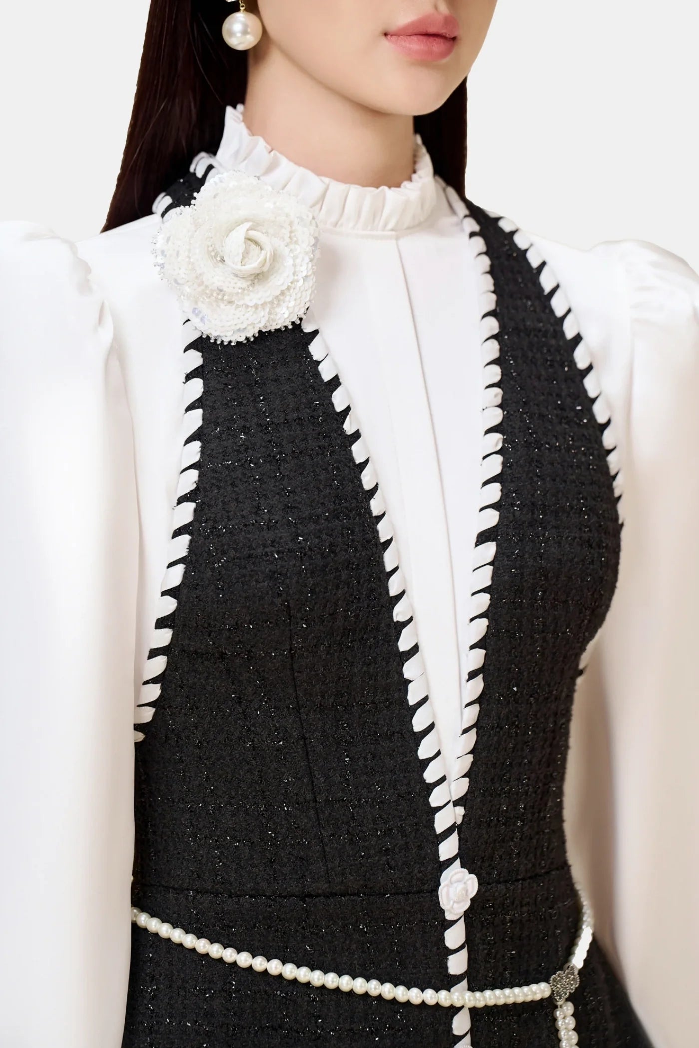 Colver Halter Tweed Shirt Romper